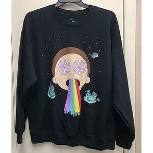 "Rick and Morty" black sweatshirt featuring Morty Smith, Vomit‎ Rainbow Size XL